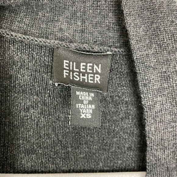Eileen Fisher Dark Gray Merino Wool Long Sleeve Cardigan Size XS *small Hole* - Picture 3 of 7